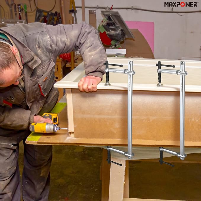 MAXPOWER Multifunctional F Clamp Set, 15 3/4" Double Force Welding Bar Clamp, Max Clamping Force 1200 LBS, Metal Clamp for Welding, Metalworking, Woodworking -2 Pack