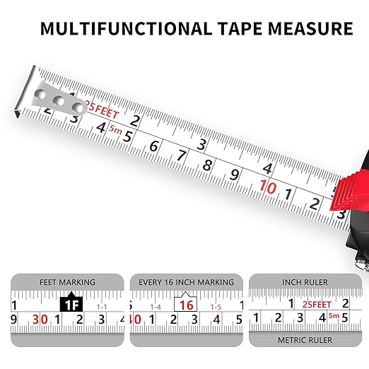 Dad Gifts from Son Daughter, Tape Measure25FT Self-Locking, Steel Made Retractable Measurement, Imperial/Metric Scale, Easy to Read, Used for Architects, Carpenters, Handicrafts. (25FT)
