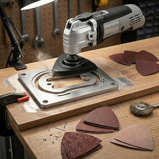 Towbluii Multitool Sanding Pads for Detail Wood Finishing, Multi-Grit Assorted Sandpaper with Triangle & Finger Attachments, Durable Hook and Loop Sanding Sheets for Furniture & Edge Work（105p