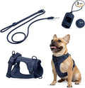 No Pull Dog Harness and Leash Set 3-in-1 Adjustable Anti Pull Dog Harness with Hands-Free Matching Leash,Poop Bag Holder,Easy Walk Dog Harness Extra Small Sized Dog(Navy Blue)
