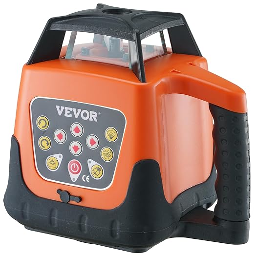 VEVOR Rotary Laser Level 1650ft,360 Degree Self Leveling Red Cross Line Laser,5 Rotation Speeds&4 Scanning Angles Adjustment,IP66 Waterproof Remote Control Manual Self-leveling Mode,Battery Included