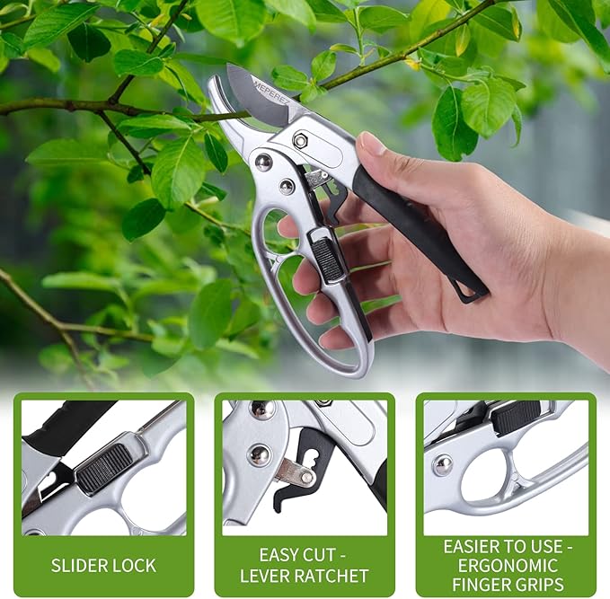 Premium German-Made Pruning Shears – Ergonomic, Heavy-Duty Hand Pruners Designed for Precision Cutting of Plants; Ideal for Gardeners and Individuals with Arthritis or Reduced Hand Strength