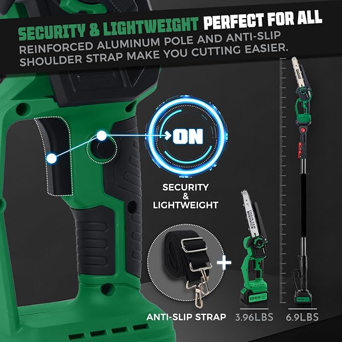 2-in-1 Electric Pole Saw for Tree Trimming,1200W Brushless Cordless Pole Saw & 8 Inch Mini Chainsaw with 2 x 4.0Ah 21V Batteries,16 FT Max Reach & Multi-Angle, Tree Trimmer for Branch Cutting.