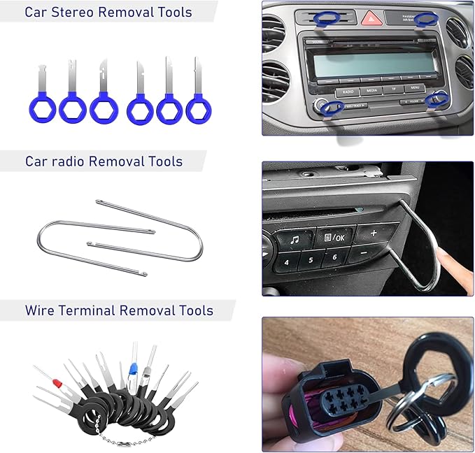 JNLK 352pcs Trim Removal Tool, Pry Tool, Door Panel Removal Tool Kit, Clip Tool, Fasteners Removal Tool with Car Retainer Body Clips Set, Blue