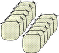 Lunarable Geometric Chair Cushion Pads Set 12, Polka Dots Spots Classic Style Trendsetting Simple Monochrome Art, Anti-Slip Seat Padding for Kitchen & Patio, 16"x16", Pale Green Fern Green