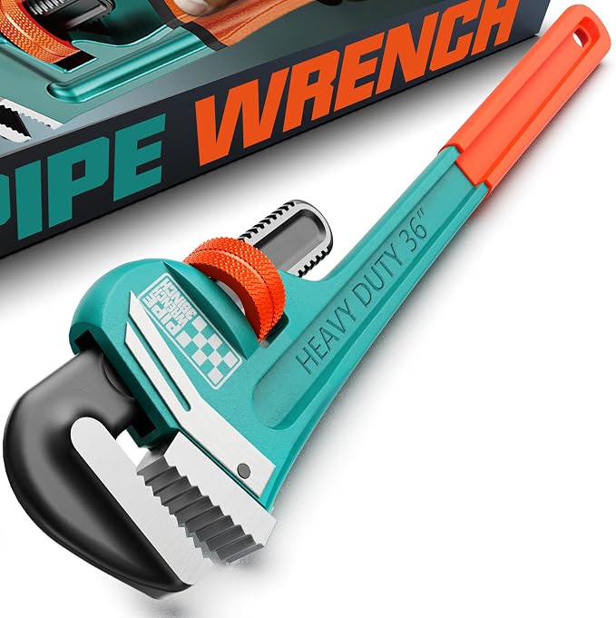 Heavy Duty Pipe Wrench, 36" Adjustable Straight Plumbing Wrench, High Drop-Forged jaws, Professional Pipeline Tool for Water Pipe Fittings, Mechanical assembly, Workshop Operations