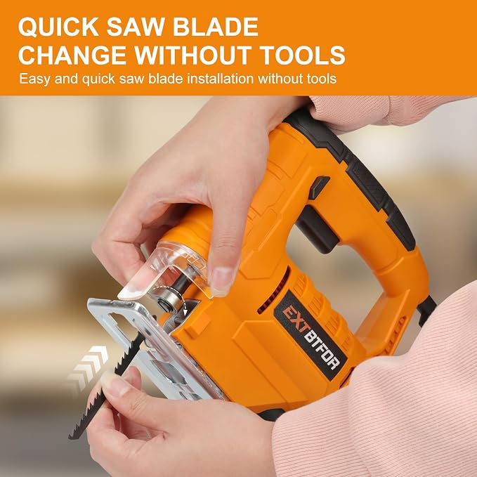 Jig Saw,350W 45 Bevel Cutting, 0-3000RPM Wood Cutter Hand Saw | Electric Jigsaw Tool with 2Pcs Blades for Small Woodworking and DIY Projects