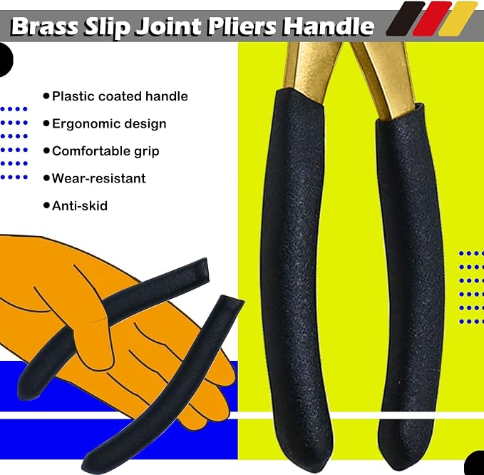 WEDO 2PCS Brass Pliers Set - 6" Slip Joint Pliers, 8" Long Nose Pliers with Non-Slip Handle,For Gripping, Loosening Nuts and Bolts, Cutting Steel Wire,Die-Forged,Corrosion Resistant