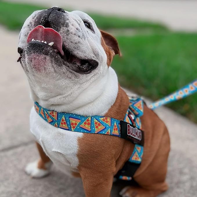 Adjustable Dog Harness– No Pull, No Choke – for English Bulldogs, French Bulldogs, Pugs & Broad-Chested Breeds – Easy, Safe Walks (Pizza, Small)