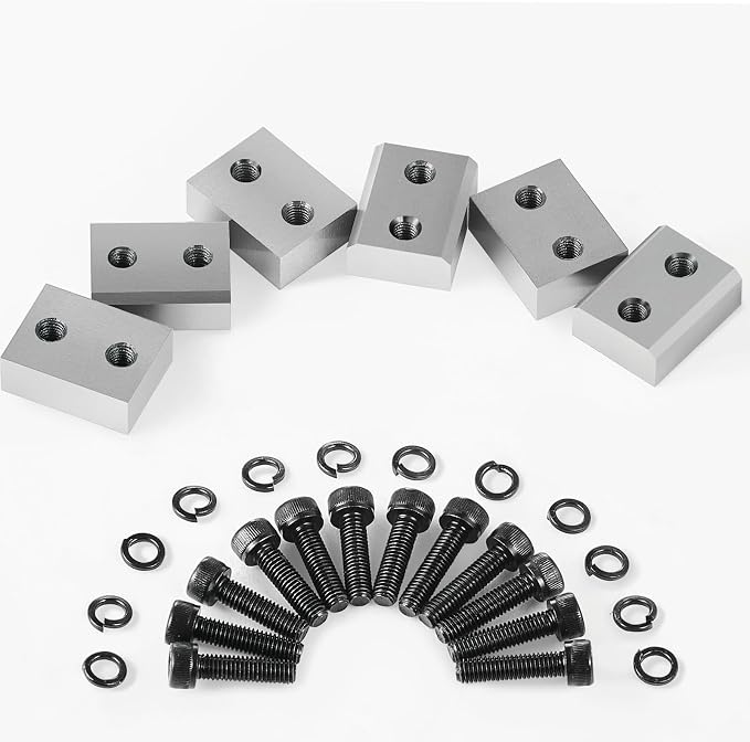 VEVOR Electric Rebar Cutter Replacement Blades 6 PCS 16mm(5/8 Inch) - HRC58-60 Hard Jaw Blades with 12 Hex Screws & Spring Washers, Fit RC-16