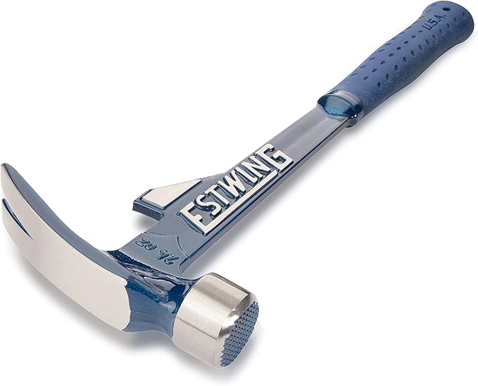 ESTWING Hammertooth Hammer - 24 oz USA Made Long Handle Straight Rip Claw Hammer with Milled Face & Shock Reduction Grip - E6-24TM