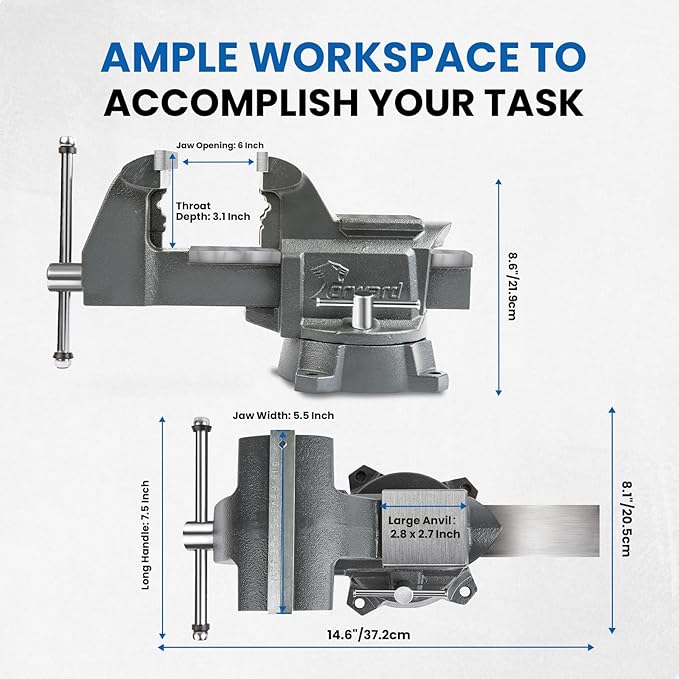 Forward CR50A-5.5In Bench Vise Heavy Duty Vice with Anvil and 210 Degrees Swivel Base (5 1/2")