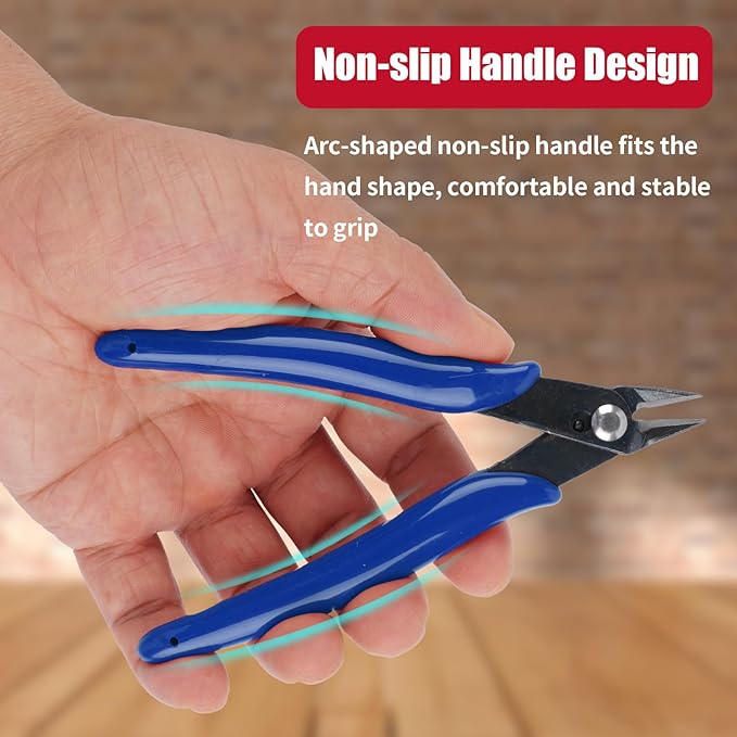 2 Pack Micro Wire Cutters, 5 Inches Flush Cutters Pliers, Diagonal Side Cutters Nippers, Zip Tie Sprue Cutter for Electronics, Plastic Models, Jewelry (Blue)