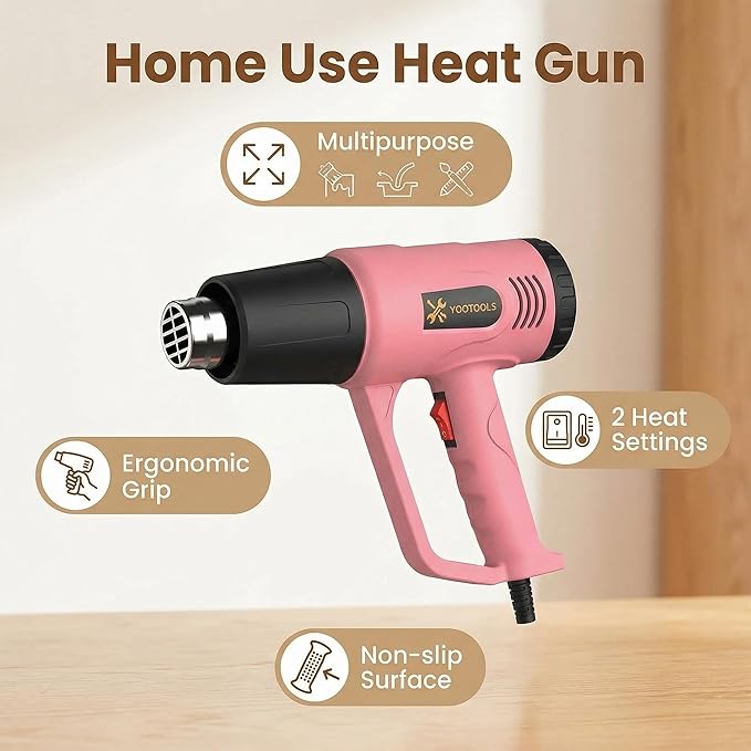 Heat Gun, Electric Power Source, for Paint Stripping, Shrink Wrapping, and DIY Projects (pink01)