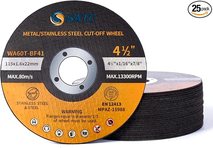 S SATC 25 PCS Cut Off Wheels 4 1/2 Inch Angle Grinder Cutting Wheel 4.5 x 1/16 x 7/8 inch Cutting Wheel Die Grinder Cutting Disc Fits Angle Grinder Air Tool
