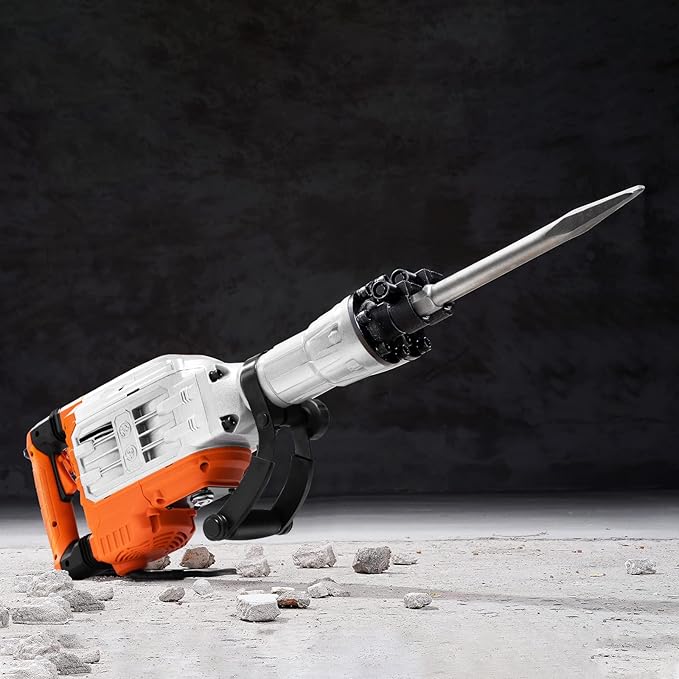 VEVOR Demolition Jack Hammer, 3500W Jack Hammer Concrete Breaker 1900 BPM Heavy Duty Electric Jack Hammer, 2pcs Chisel w/Gloves & 360°C Swiveling Front Handle for Trenching and Breaking Holes