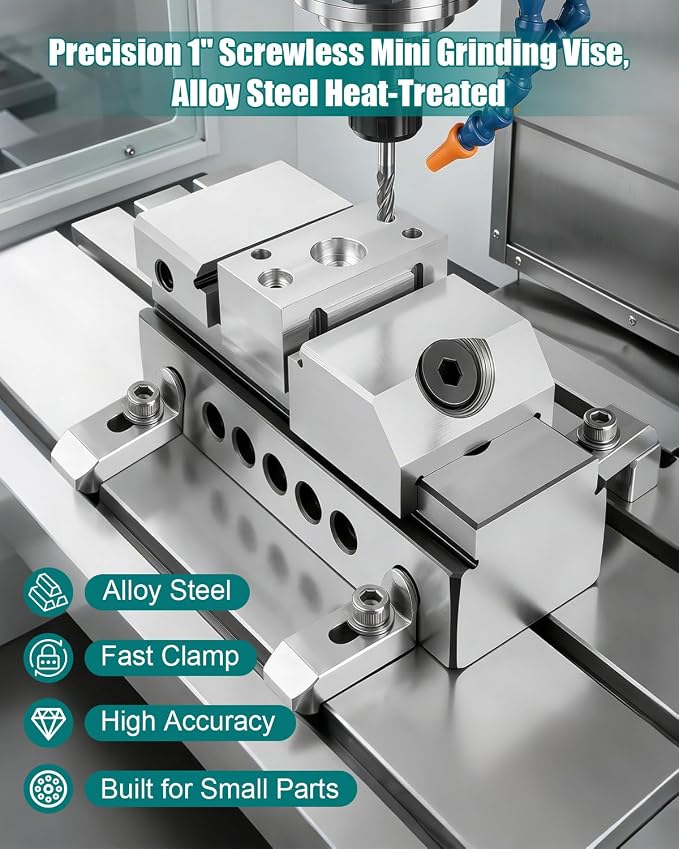 1In Precision Screwless Mini Grinding Vise, Alloy Steel Insert Vise