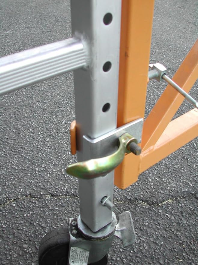 CBM Scaffold Rolling Tower Standing at 17' High with Hatch Deck Guard Rail and U Lock Brace CBM1290