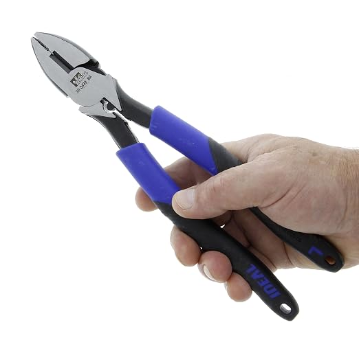 IDEAL Electrical 30-3430 Smart-Grip - 9.5 in., Linesman Plier with New England Nose, Crimping Die, Fish Tape Puller