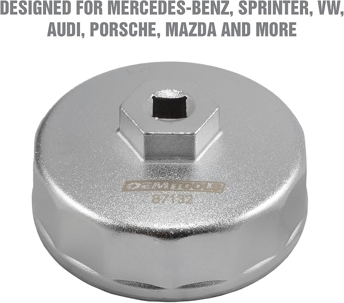 OEMTOOLS 87132 74.2 Millimeter Oil Filter Wrench with 14 Flutes, Cap Style Oil Wrench, Oil Filter Cap Wrench for Mercedes-Benz, VW, Porsche