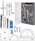 Mr. Pen- Geometry Set, 15 pcs, Light Grey, 6 Inch Swing Arm Protractor, Divider, Set Squares, Ruler, Compasses and Protractor