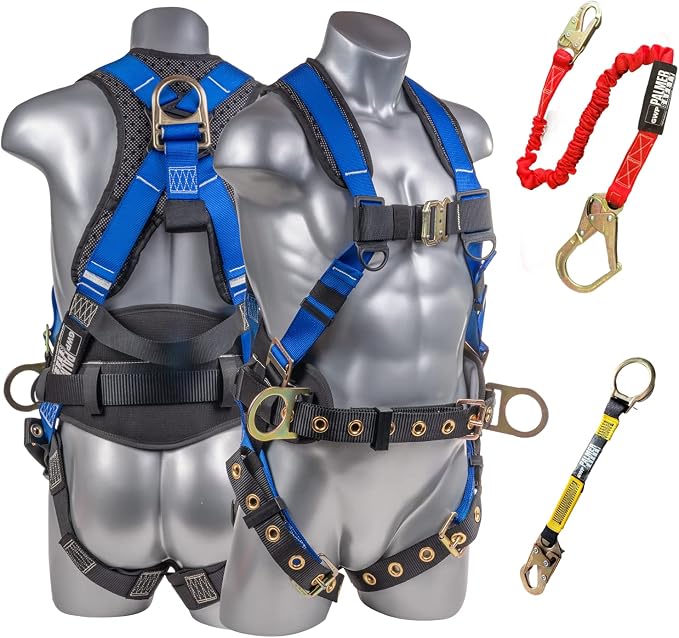 Hammerhead 5pt Safety Harness Back Padded, QCB Chest, Tongue Buckel Legs Straps, Back & Side D-Rings