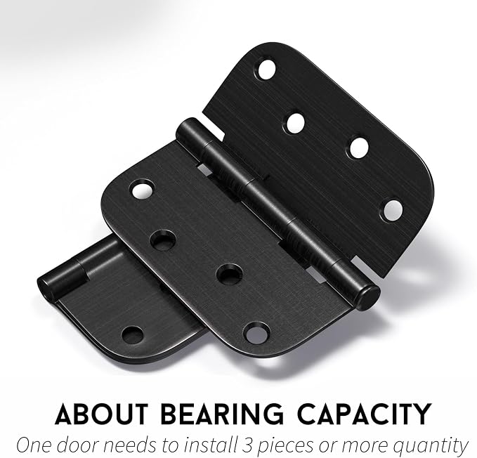 6 Pack goldenwarm 4 inch Oil Rubbed Bronze Door Hinges Exterior Door Hinges - Residential Hinges for Interior and Exterior Doors, 5/8" Radius Corners, Iron