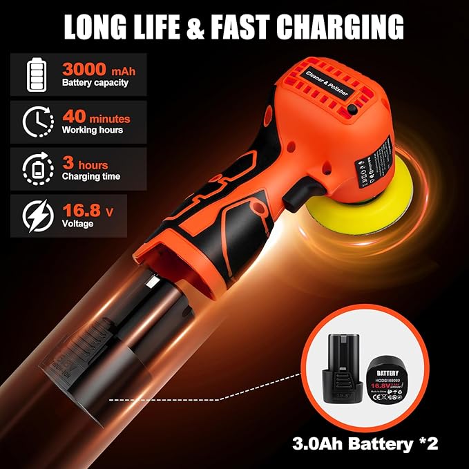16.8V Cordless Electric Sander with 36PCS Sandpapers, 3500 RPM, 2Pcs 3.0Ah Batteries, Lightweight & Compact Design for Wood, Metal, Paint Removal, and DIY Projects