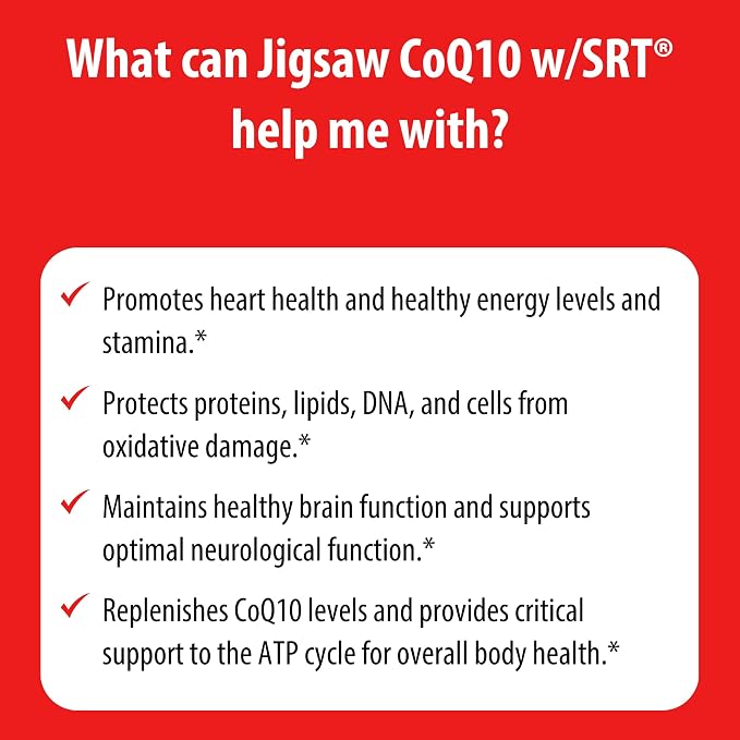Jigsaw Health CoQ10 w/SRT | Heart Health Support | with Sustained Release Technology | 60 Capsules