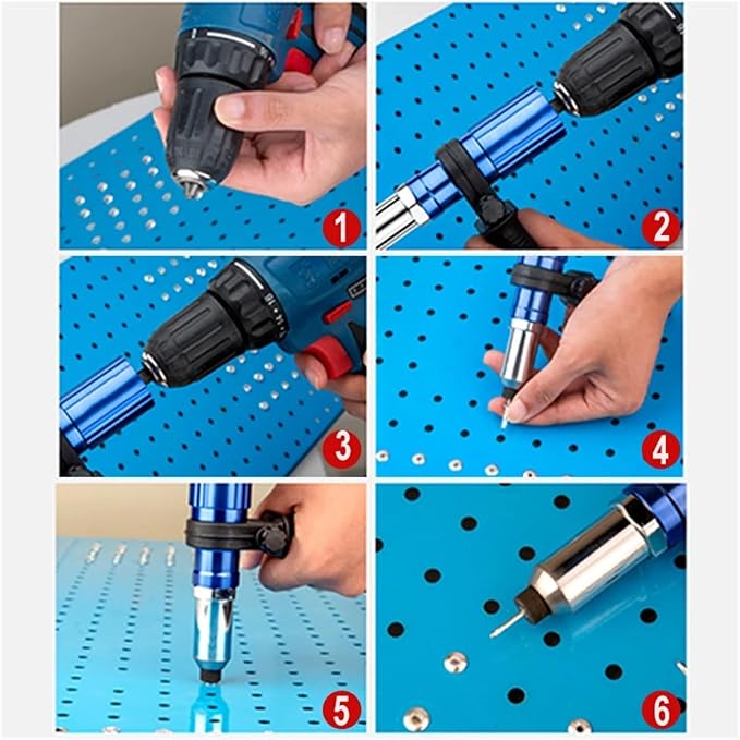 Electric Rivet Gun 2.4mm-4.8mm nut gun drill adapter Cordless riveting tool Insert Pull Tool(Set B)