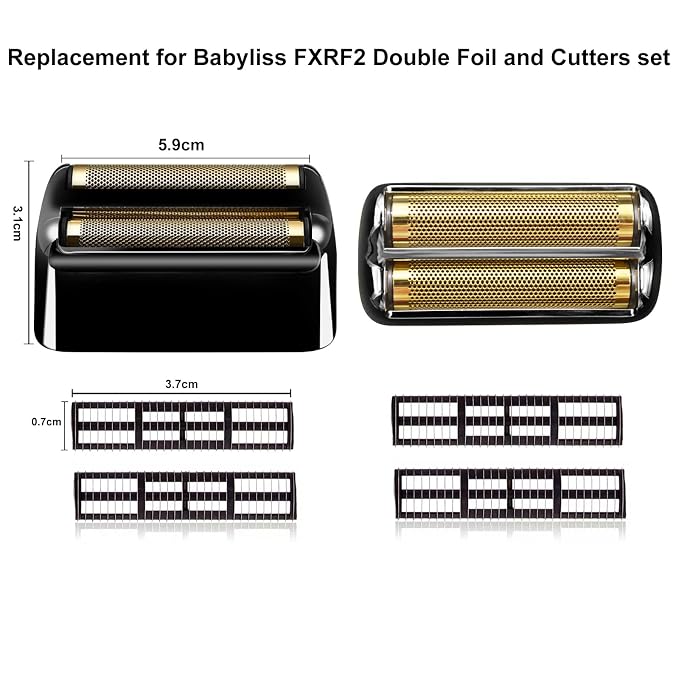 Black Replacement blades Foil and Cutters Compatible with BaBylissPRO Barberology FXFS2 Shaver foil Replacement Heads(1 pack ）