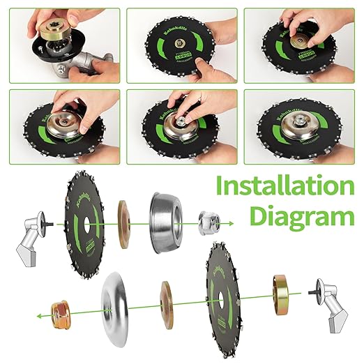 2 Pack 10" 80T Carbide Tip Brush Cutter Kit for weedeater with 2 Set Universal Adapter Kit and 2 Round Files
