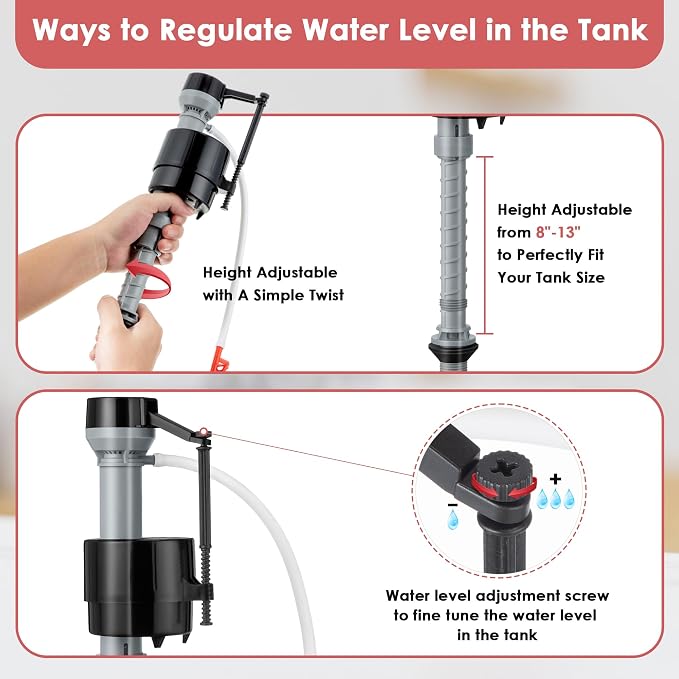 Saillong Toilet Float Replacement Kit, Universal Toilet Flusher Replacement Kit and 2 Inch Flapper Replacements, High-Performance Tank Water Control and Fill Valve (1 Set)