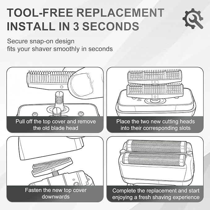 Replacement Foil and Cutter Blades - Compatible with BaBylissPRO FXONE Shavers, Double Foil & Cutter Set for Smooth Shaving (Gold-2pcs)