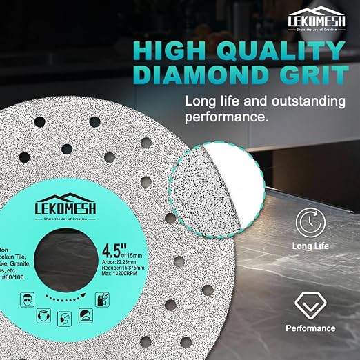 Rock Slab Grinding Disc - 4.5 inch Glass Cutter Disc, Granite Cutting Blade, Diamond Grinder Wheel for Rock Slab, Stone, Tile, Marble, Granite, Glass Diamond Saw Blades