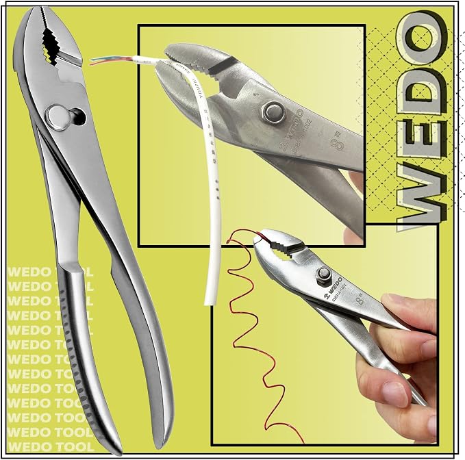 WEDO Slip Joint Pliers, 8-Inch Curved Jaw Combination Pliers,Stainless Steel,Corrosion Resistant, Ergonomic Handle