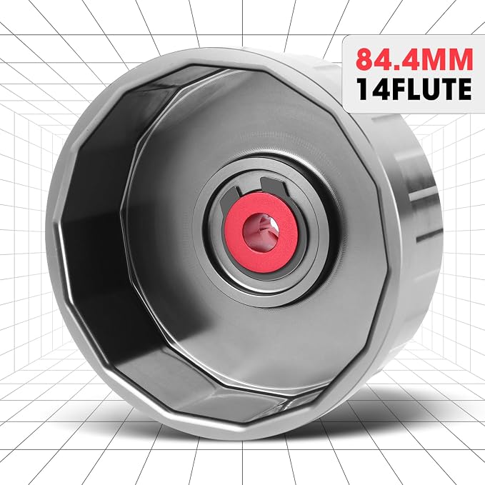 DNA MOTORING Oil Filter Wrench 84.4mm 14 Flute Filter Cap Socket Remover Tool Compatible with Mercedes Dodge Jeep, Precision CNC Machined Aluminum, TOOLS-00541