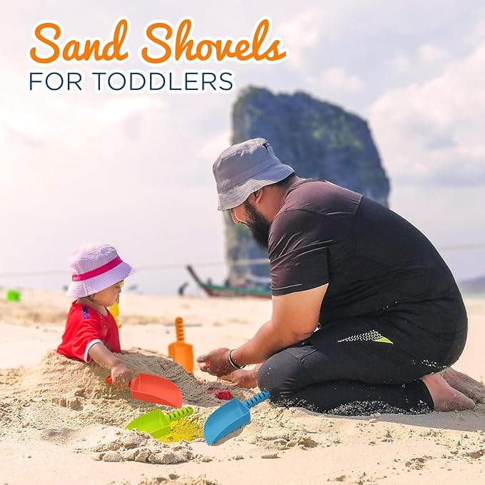4E's Novelty Sand Shovel for Kids Bulk 24 Pack Heavy Duty Plastic Beach Shovels - for Planting, Toddler Digging & Garden Tool, Sandbox Toys, Easter Toys, End of Year Student Gifts from Teacher