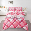 Feelyou Bow Comforter Set All Season Geometry Bowknot Bedding Set with 2 Pillow Cases Glitter Microfiber Kids Queen Bedclothes Bedroom Decor Duvet Quilt Breathable Soft Lightweight
