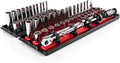 TEKTON 1/4 Inch Drive 6-Point Socket and Ratchet Set with Rails and Trays, 57-Piece (5/32-9/16 in., 4-15 mm) | SKT03301