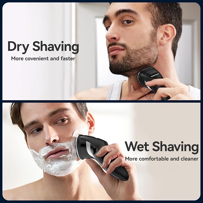 MAX-T Electric Razor for Men, 4D Rotary Shaver Razor for Men, Rechargeable Wet & Dry Shaver with Pop-Up Trimmer, IPX7 Waterproof, Type-C, Plug & Play