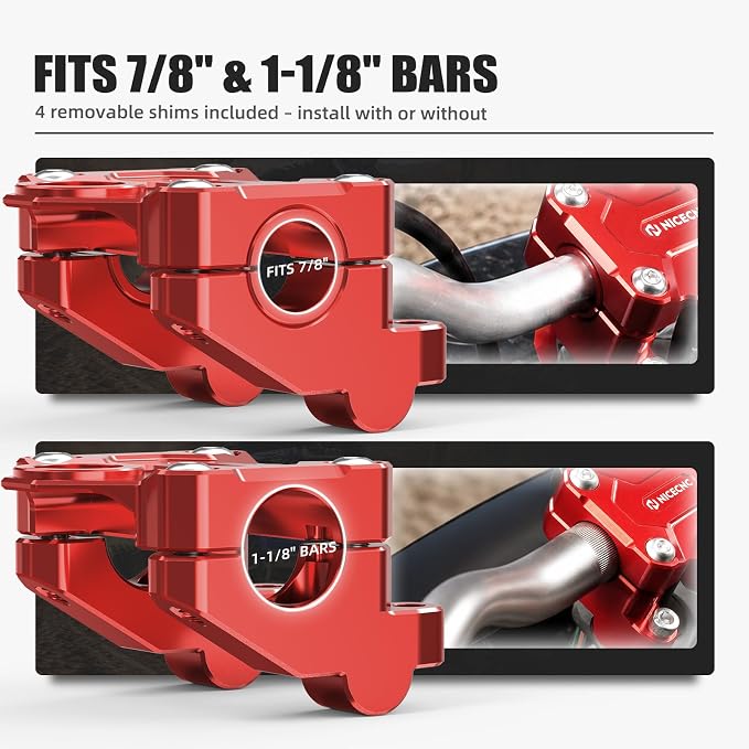 NICECNC Handlebar Clamp Compatible with Yamaha Banshee 350 YFZ350 1987-2006,Red