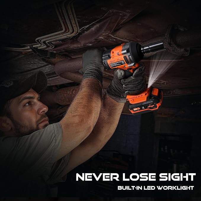 DECERK 900Nm High-Torque Impact Wrench - Covers 94% of OEM Torque Specs for Trucks, SUVs & Farm Equipment [4000mAh Dual Batteries] [1/2 Inch Driver] [21V MAX] Brushless, Cordless, Electric, Power,Gun
