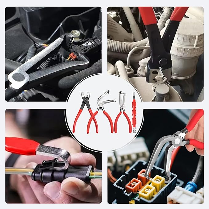 5 Pcs Electrical Disconnect Pliers for Cars,Hose Clamp Pliers,Automotive Electrical Connector Disconnect Tool,Connector Separator for Car, Truck Repair & 8PCS Terminal Removal Tools