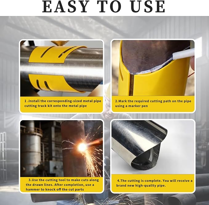 6Pcs Magnetic Metal Pipe Cutting Guide Kit, Pipe Cutting Tool 1-5/8" 1-7/8" 2-3/8" 2-7/8" 3-1/2" 4-1/2", Guides Cuts at 22.5°/45°/90° & Saddle Cut, Heavy-Duty Magnetic Pipe Marking Cut Guide Tool