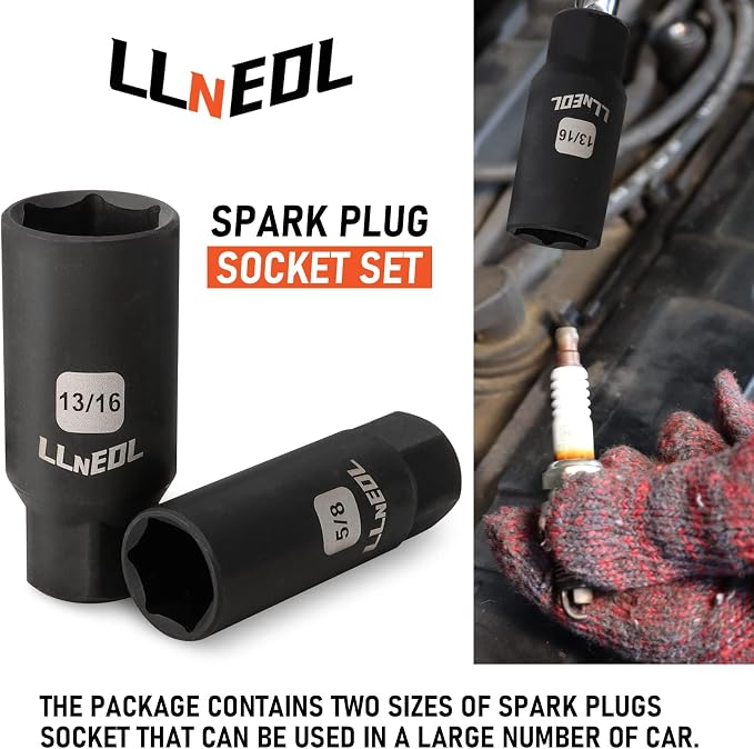 LLNEDL 3/8" Drive Impact Socket Set 95Pcs, Spark Plug Socket (5/8", 13/16") | 6 Point Metric & SAE from 5/16"- 3/4", 8-22mm, CR-V Deep & Shallow Kit with Quick Release Ratchet (72-Tooth) for Home & DIY