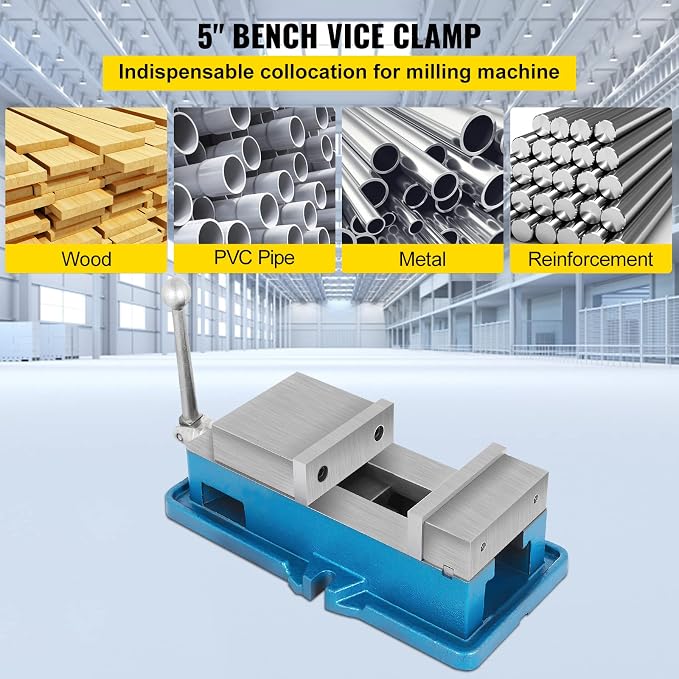 VEVOR 5" Super-Lock Vise For NC/CNC Machines Bench Clamp Vise High Precision, Vise Clamp Vice CNC Vise Lockdown Vise Drilling 125mm Width CNC 24KN