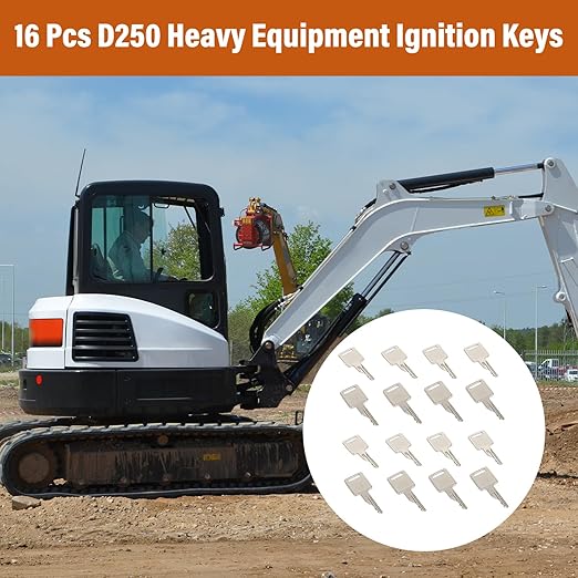 6693241 16PCS D250 Ignition Keys Heavy Equipment Keys Compatible with Bobcat Case IH Skid Steer Loader and More 6709527 307852A1