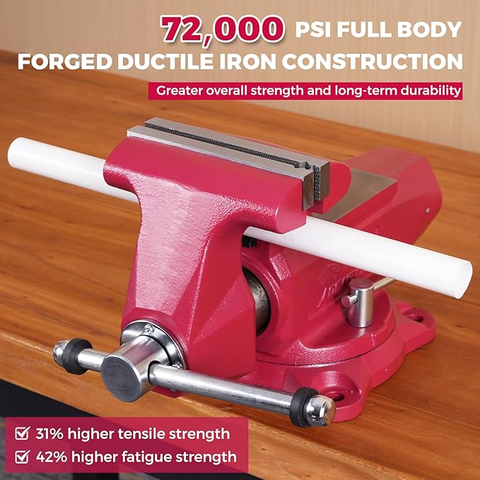 Forward 1750 5 Inch Bench Vise Heavy Duty with Anvil and 360° Swivel Base