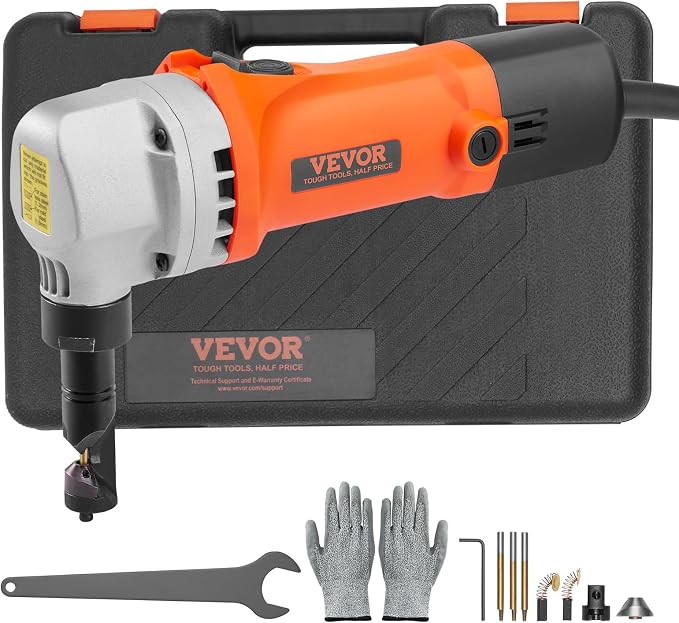 VEVOR Sheet Metal Nibbler, 550W, 2200 RPM Speed, 360 Degree Rotation Electric Nibbler Metal Cutter, Lightweight, Straight Curve and Circle Cutting for Stainless Steel, Aluminum, Plastic, Wood Board